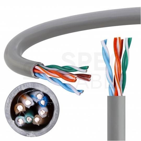 Kabel sieciowy U/UTP kat.5e skrętka 4x2x0,51mm wewnętrzny Eca PVC szary Molex