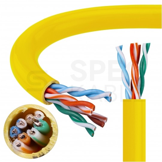 Kabel sieciowy U/UTP kat.5e skrętka 4x2x0,51mm wewnętrzny Eca PVC żółty Molex