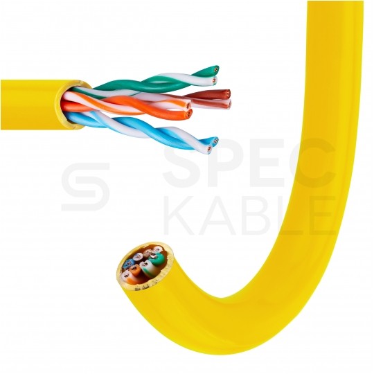 Kabel sieciowy U/UTP kat.5e skrętka 4x2x0,51mm wewnętrzny Eca PVC żółty Molex
