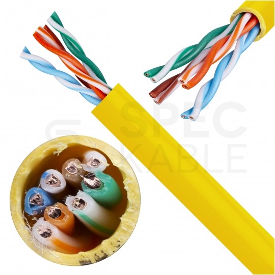 Kabel sieciowy U/UTP kat.5e skrętka 4x2x0,51mm wewnętrzny PVC żółty Molex