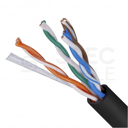 Kabel sieciowy U/UTP kat.5e skrętka 4x2x0,51mm zewnętrzny suchy PE czarny Alantec