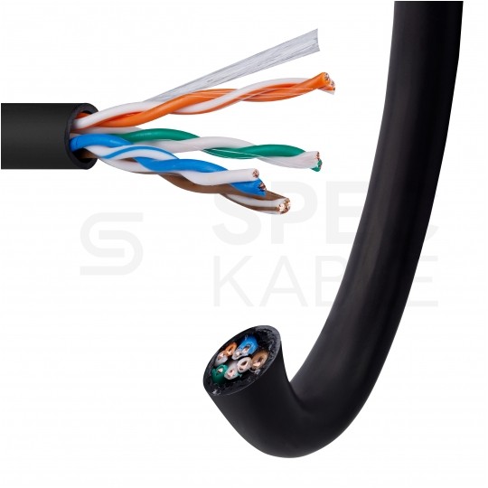 Kabel sieciowy U/UTP kat.5e skrętka 4x2x0,51mm zewnętrzny suchy PE czarny Alantec