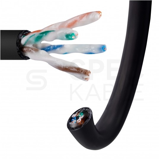 Kabel sieciowy U/UTP kat.5e skrętka 4x2x0,51mm zewnętrzny żelowany PE czarny Alantec