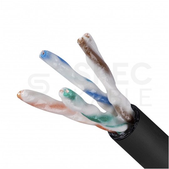 Kabel sieciowy U/UTP kat.5e skrętka 4x2x0,51mm zewnętrzny żelowany PE czarny Alantec