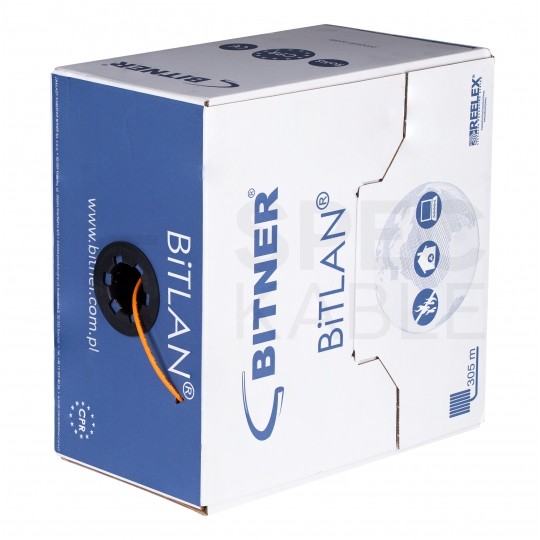 Kabel sieciowy U/UTP kat.5e skrętka 4x2x0,5mm wewnętrzny Dca bezhalogenowy LSOH pomarańczowy Bitner BiTLAN