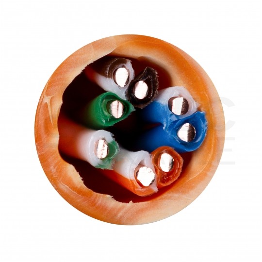 Kabel sieciowy U/UTP kat.5e skrętka 4x2x0,5mm wewnętrzny Dca bezhalogenowy LSOH pomarańczowy Bitner BiTLAN