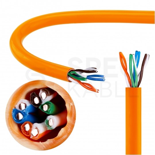 Kabel sieciowy U/UTP kat.5e skrętka 4x2x0,5mm wewnętrzny Dca bezhalogenowy LSOH pomarańczowy Bitner BiTLAN