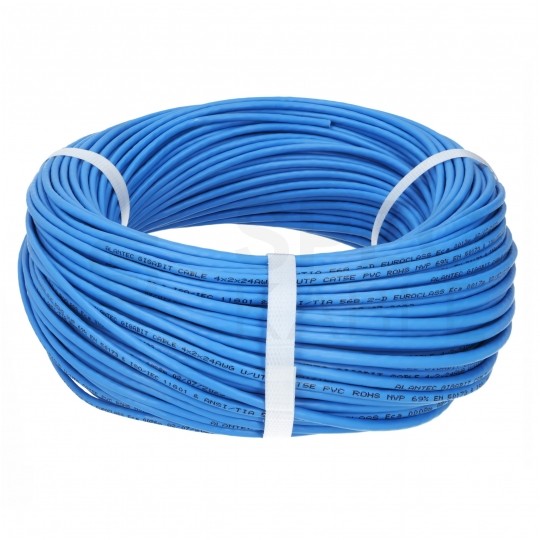 Kabel sieciowy U/UTP kat.5e skrętka 4x2x0,5mm wewnętrzny Eca PVC niebieski Alantec