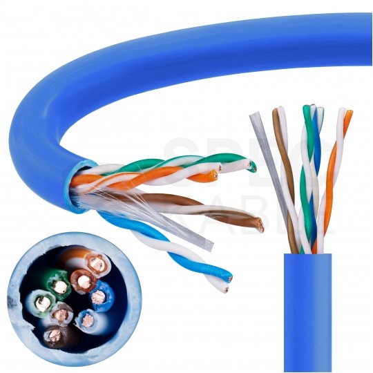 Kabel sieciowy U/UTP kat.5e skrętka 4x2x0,5mm wewnętrzny Eca PVC niebieski Alantec