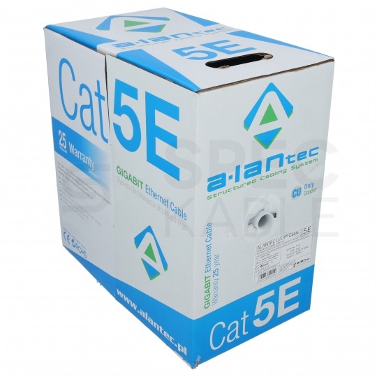 Kabel sieciowy U/UTP kat.5e skrętka 4x2x0,5mm wewnętrzny Eca PVC niebieski Alantec