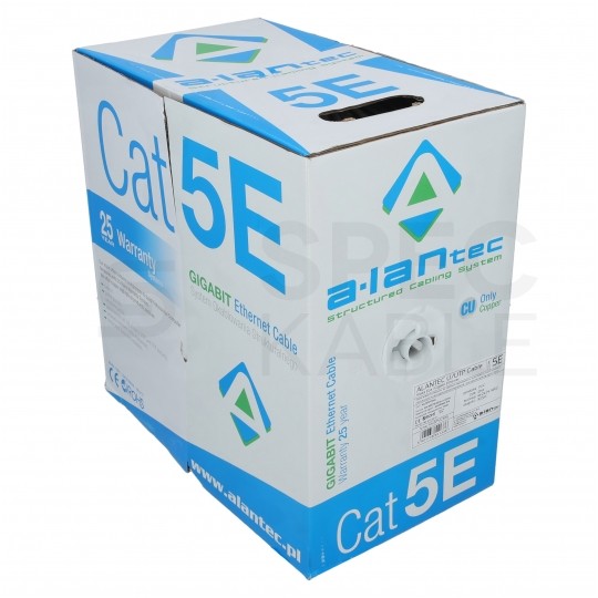 Kabel sieciowy U/UTP kat.5e skrętka 4x2x0,5mm wewnętrzny Eca PVC szary Alantec