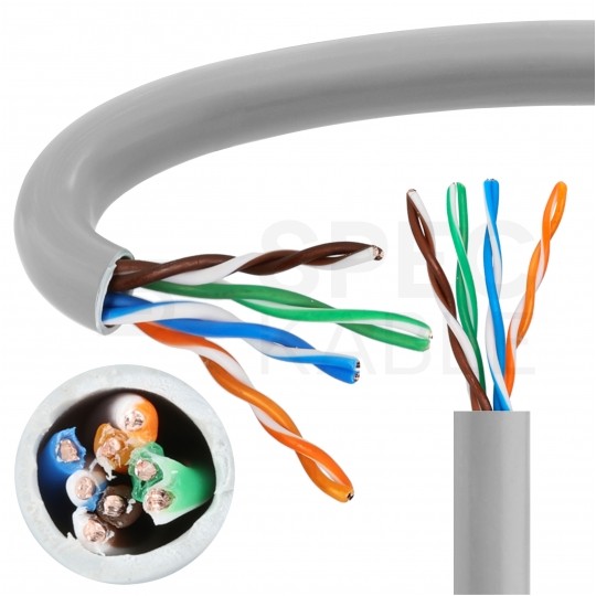 Kabel sieciowy U/UTP kat.5e skrętka 4x2x0,5mm wewnętrzny Eca PVC szary NEKU