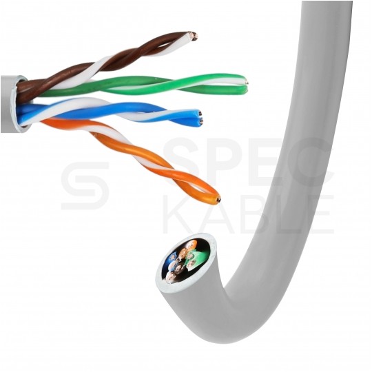 Kabel sieciowy U/UTP kat.5e skrętka 4x2x0,5mm wewnętrzny Eca PVC szary NEKU