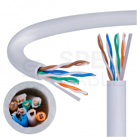 Kabel sieciowy U/UTP kat.5e skrętka 4x2x0,5mm wewnętrzny Eca wzmocniony STRONG PVC szary Alantec