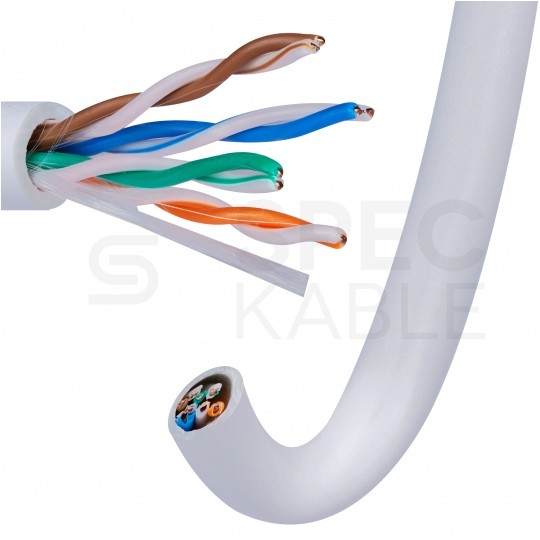 Kabel sieciowy U/UTP kat.5e skrętka 4x2x0,5mm wewnętrzny Eca wzmocniony STRONG PVC szary Alantec