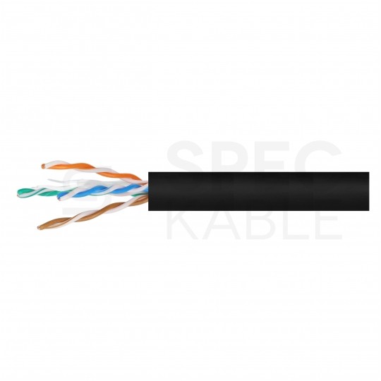 Kabel sieciowy U/UTP kat.5e skrętka 4x2x0,5mm zewnętrzny suchy PE czarny NEKU