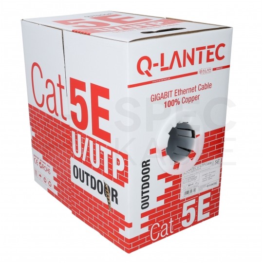 Kabel sieciowy U/UTP kat.5e skrętka 4x2x0,5mm zewnętrzny suchy PE czarny Q-LANTEC