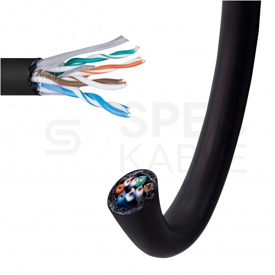 Kabel sieciowy U/UTP kat.5e skrętka 4x2x0,5mm zewnętrzny suchy PE czarny Q-LANTEC