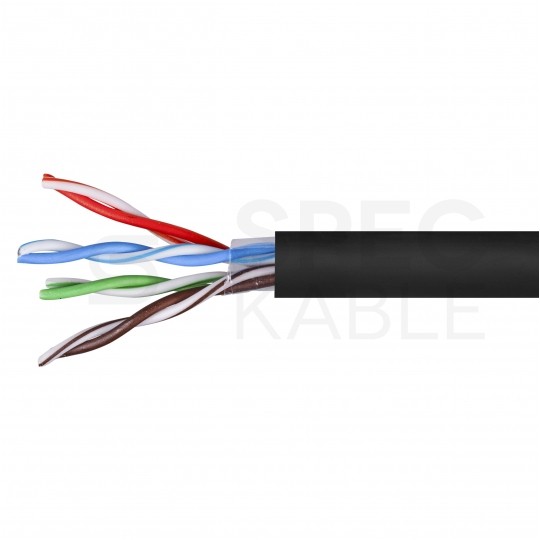 Kabel sieciowy U/UTP kat.5e skrętka 4x2x0,5mm zewnętrzny suchy PE czarny SATEC