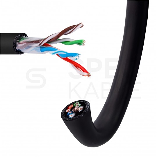 Kabel sieciowy U/UTP kat.5e skrętka 4x2x0,5mm zewnętrzny suchy PE czarny SATEC