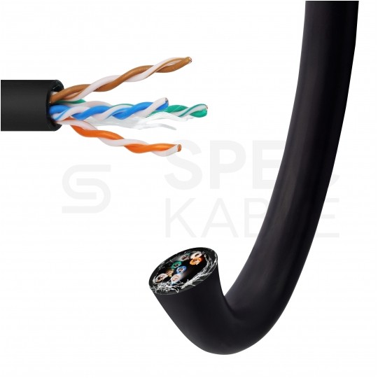 Kabel sieciowy U/UTP kat.5e skrętka 4x2x0,5mm zewnętrzny suchy PE czarny SecurityNET