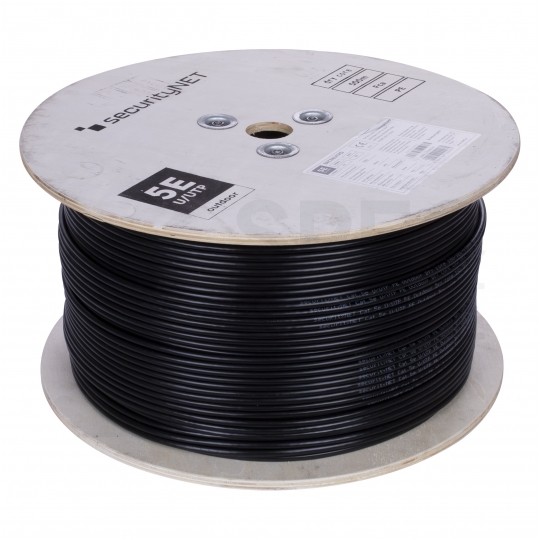 Kabel sieciowy U/UTP kat.5e skrętka 4x2x0,5mm zewnętrzny suchy PE czarny SecurityNET