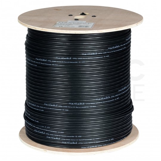 Kabel sieciowy U/UTP kat.5e skrętka 4x2x0,5mm zewnętrzny suchy z linką nośną PE czarny MAXCABLE