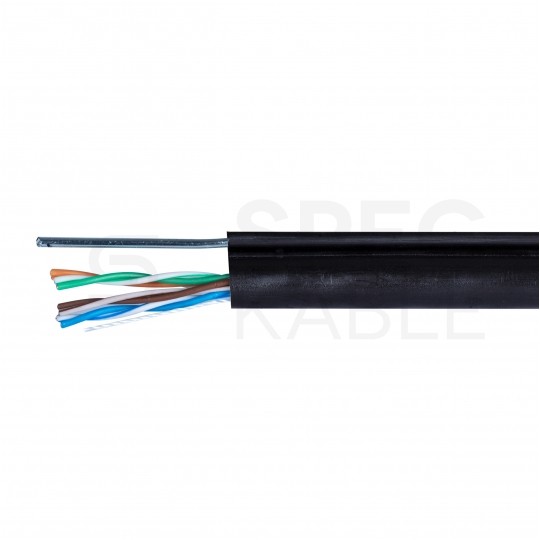 Kabel sieciowy U/UTP kat.5e skrętka 4x2x0,5mm zewnętrzny suchy z linką nośną PE czarny MAXCABLE