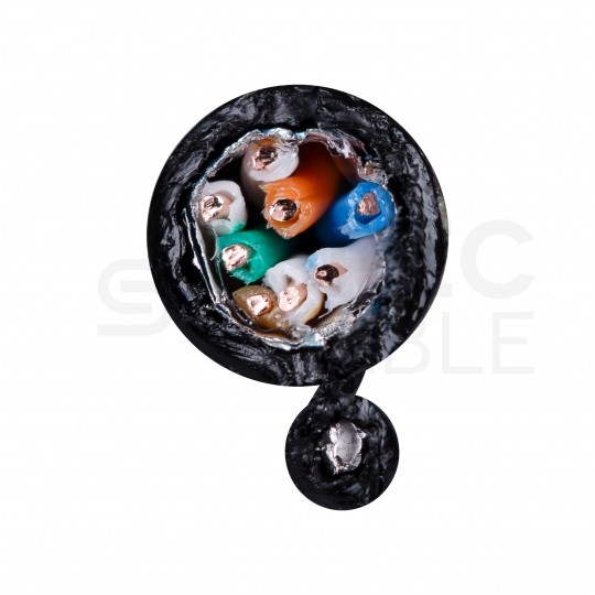 Kabel sieciowy U/UTP kat.5e skrętka 4x2x0,5mm zewnętrzny suchy z linką nośną PE czarny SATEC