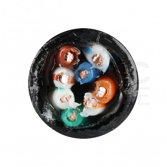 Kabel sieciowy U/UTP kat.5e skrętka 4x2x0,5mm zewnętrzny żelowany PE czarny NEKU