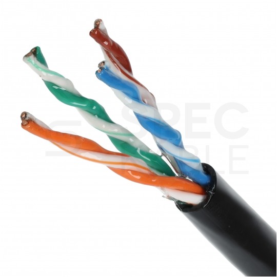 Kabel sieciowy U/UTP kat.5e skrętka 4x2x0,5mm zewnętrzny żelowany PE czarny NEKU