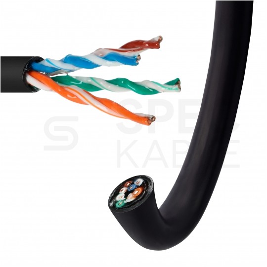 Kabel sieciowy U/UTP kat.5e skrętka 4x2x0,5mm zewnętrzny żelowany PE czarny NEKU