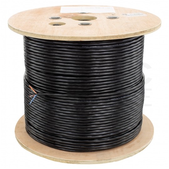 Kabel sieciowy U/UTP kat.5e skrętka 4x2x0,5mm zewnętrzny żelowany PE czarny SecurityNET