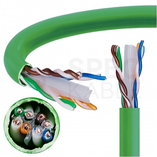 Kabel sieciowy U/UTP kat.6 skrętka 4x2x0,51mm wewnętrzny Dca bezhalogenowy LSOH zielony Corning