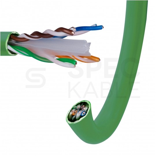 Kabel sieciowy U/UTP kat.6 skrętka 4x2x0,51mm wewnętrzny Dca bezhalogenowy LSOH zielony Corning