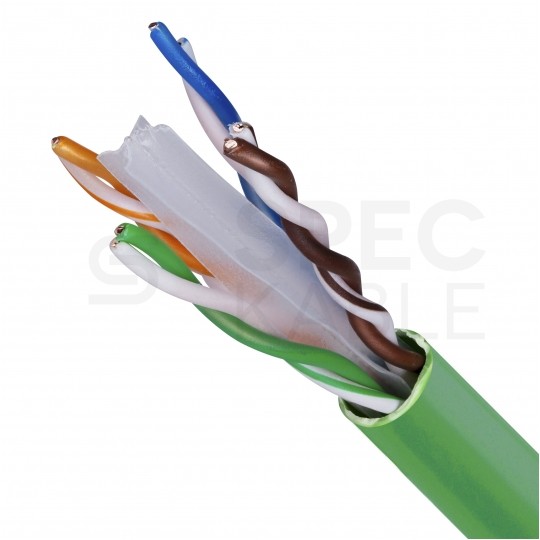 Kabel sieciowy U/UTP kat.6 skrętka 4x2x0,51mm wewnętrzny Dca bezhalogenowy LSOH zielony Corning