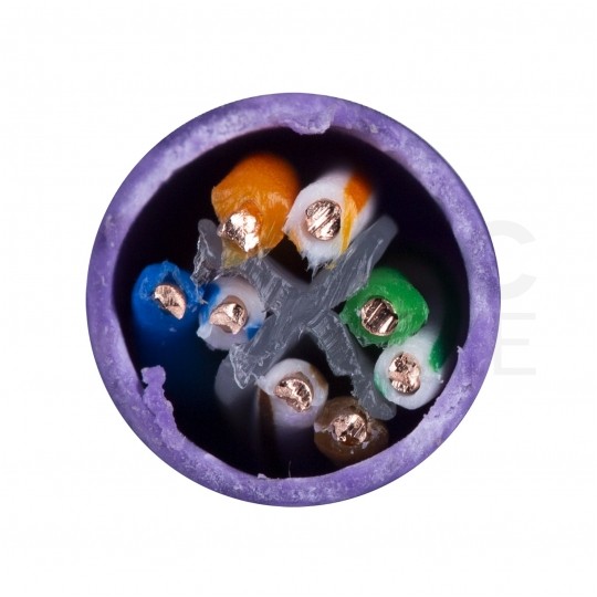 Kabel sieciowy U/UTP kat.6 skrętka 4x2x0,51mm wewnętrzny Eca PVC fioletowy DIGITUS