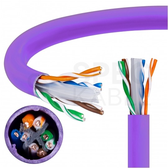 Kabel sieciowy U/UTP kat.6 skrętka 4x2x0,51mm wewnętrzny Eca PVC fioletowy DIGITUS
