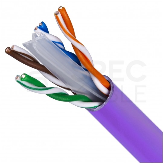 Kabel sieciowy U/UTP kat.6 skrętka 4x2x0,51mm wewnętrzny Eca PVC fioletowy DIGITUS