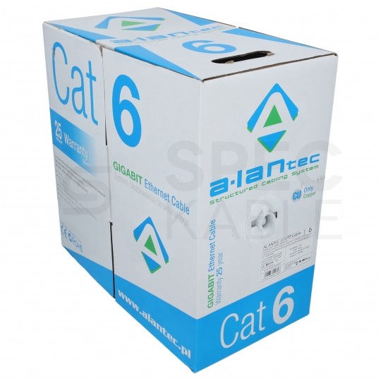 Kabel sieciowy U/UTP kat.6 skrętka 4x2x0,51mm wewnętrzny Eca PVC szary Alantec