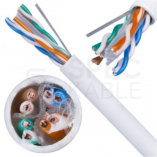 Kabel sieciowy U/UTP kat.6 skrętka 4x2x0,51mm wewnętrzny Eca PVC szary DOMNET