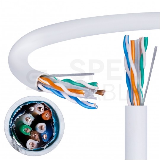 Kabel sieciowy U/UTP kat.6 skrętka 4x2x0,51mm wewnętrzny Eca PVC szary DOMNET