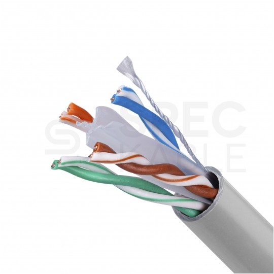 Kabel sieciowy U/UTP kat.6 skrętka 4x2x0,51mm wewnętrzny Eca PVC szary NEKU