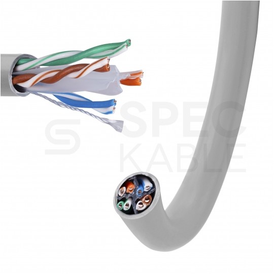 Kabel sieciowy U/UTP kat.6 skrętka 4x2x0,51mm wewnętrzny Eca PVC szary NEKU