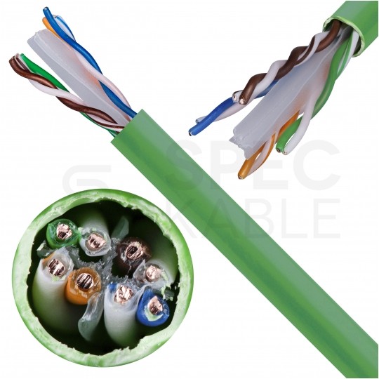 Kabel sieciowy U/UTP kat.6 skrętka 4x2x0,53mm wewnętrzny bezhalogenowy LSOH zielony Corning 3M
