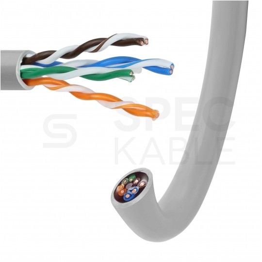 Kabel sieciowy U/UTP kat.6 skrętka 4x2x0,54mm wewnętrzny Eca PVC szary Bitner BiTLAN