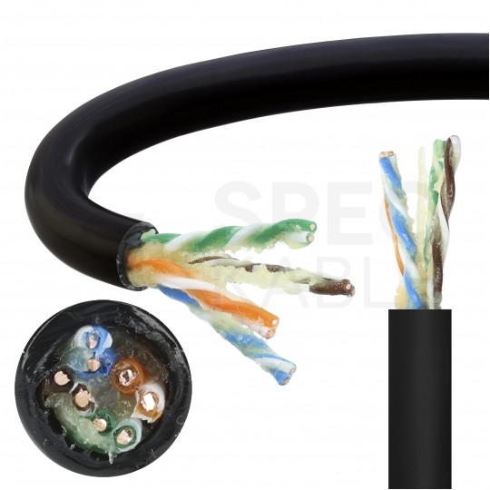 Kabel sieciowy U/UTP kat.6 skrętka 4x2x0,54mm zewnętrzny żelowany PE czarny Bitner BiTLAN