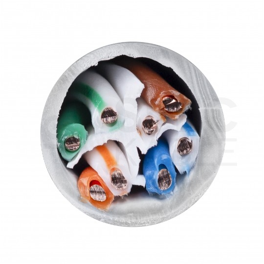 Kabel sieciowy U/UTP kat.6 skrętka 4x2x0,56mm wewnętrzny B2ca bezhalogenowy LSOH szary NEKU