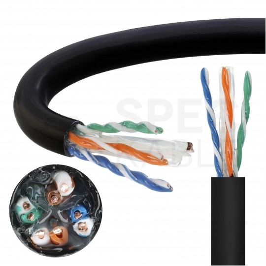 Kabel sieciowy U/UTP kat.6 skrętka 4x2x0,56mm zewnętrzny żelowany PE czarny SecurityNET