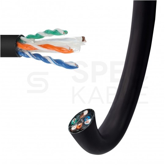 Kabel sieciowy U/UTP kat.6 skrętka 4x2x0,56mm zewnętrzny żelowany PE czarny SecurityNET